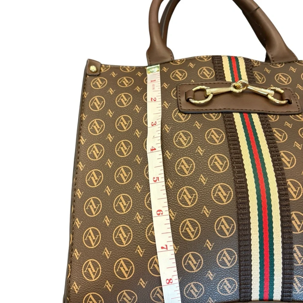 NEW‎ Adrienne Vittadini Signature Sport Collection Satchel Monogram Chocolate